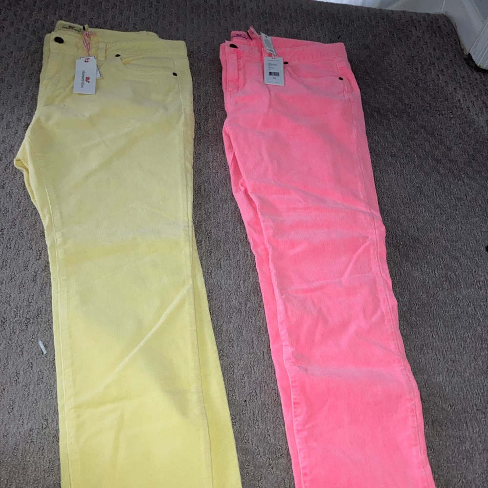 Vineyard Vines Yellow and Pink Corduroy Pants - Pair